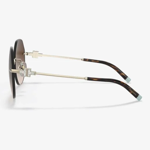 Tiffany & Co. TF3077 Sunglasses Gold Metal Frame Brown Gradient Lens - Picture 2 of 3